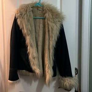 Brandon Thomas fur trimmed denim coat